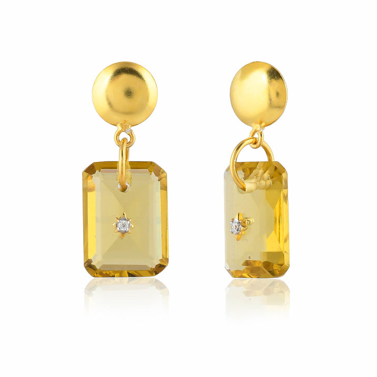 Pure 925 silver with 18k gold plating with Citrine hydro quartz stone with CZ star in center