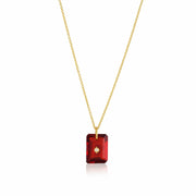 Pure 925 silver with 18k gold plating with Garnet hydro quartz stone with CZ star in center necklace with chain