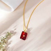 Pure 925 silver with 18k gold plating with Garnet hydro quartz stone with CZ star in center necklace with chain