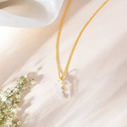 Pure 925 silver with 18k gold plating with Clear quartz hydro quartz stone with CZ star in center necklace with chain