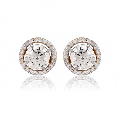 925 pure sterling silver cubic zirconia modern earrings studs