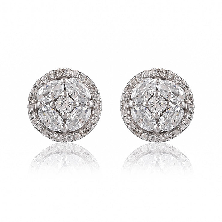 925 pure sterling silver cubic zirconia modern earrings studs