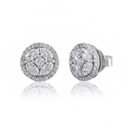 925 pure sterling silver cubic zirconia modern earrings studs