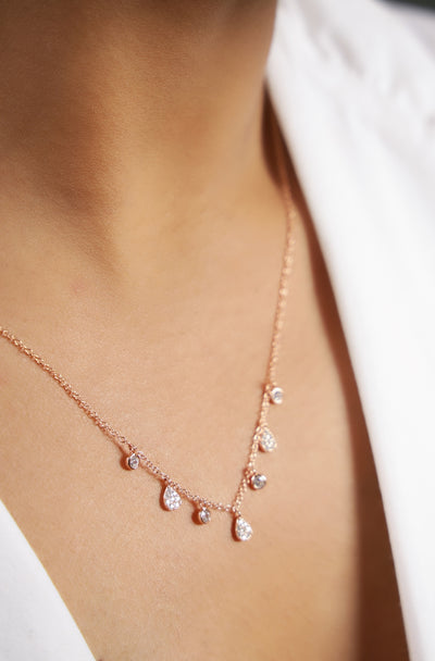 Pure silver with rose gold finish and CZ necklace