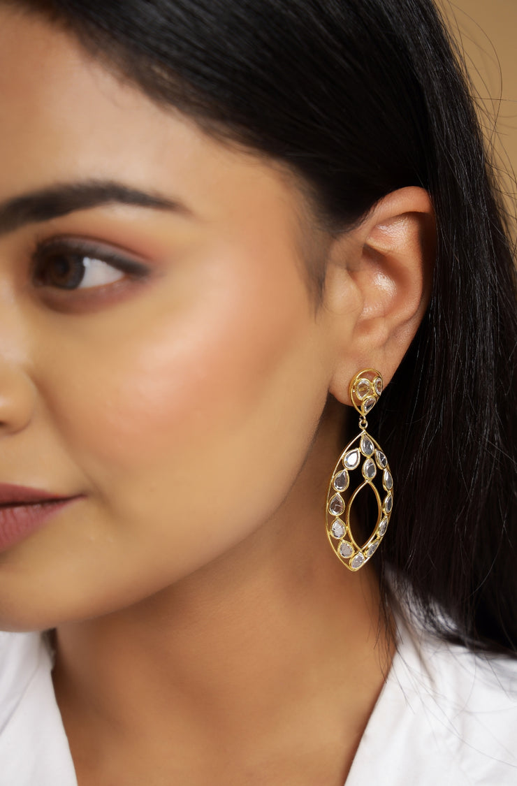 Beautiful Pure silver Gold Plated Slice earrings