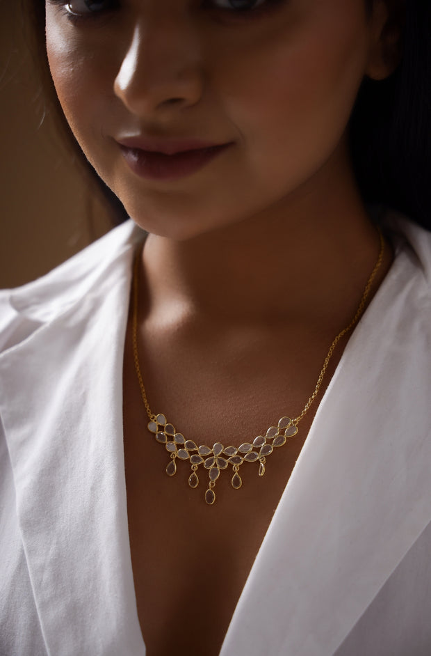 Beautiful Pure silver Gold Plated Slice necklace