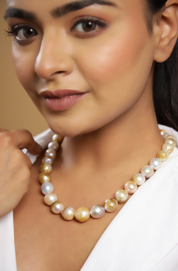 Pure silver with 18k gold plating and natural multi color pearls