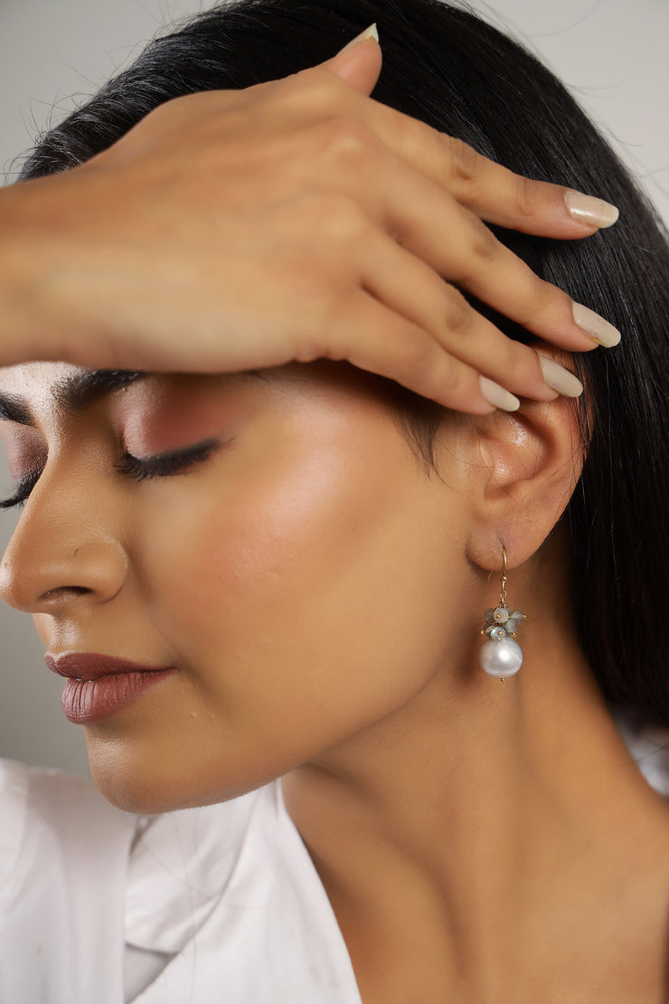 Labradorite Pearl Silver Earring