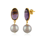 Amethyst Hydro Pearls Silver Earrings