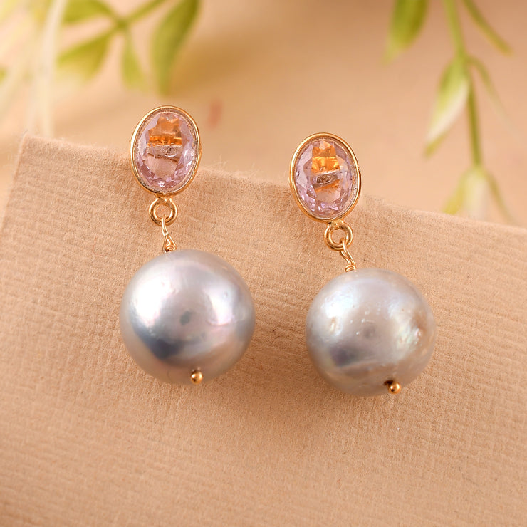 Pink hydro Pearls silver earrings