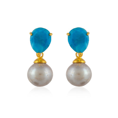 Turquoise Pearl Silver Earring