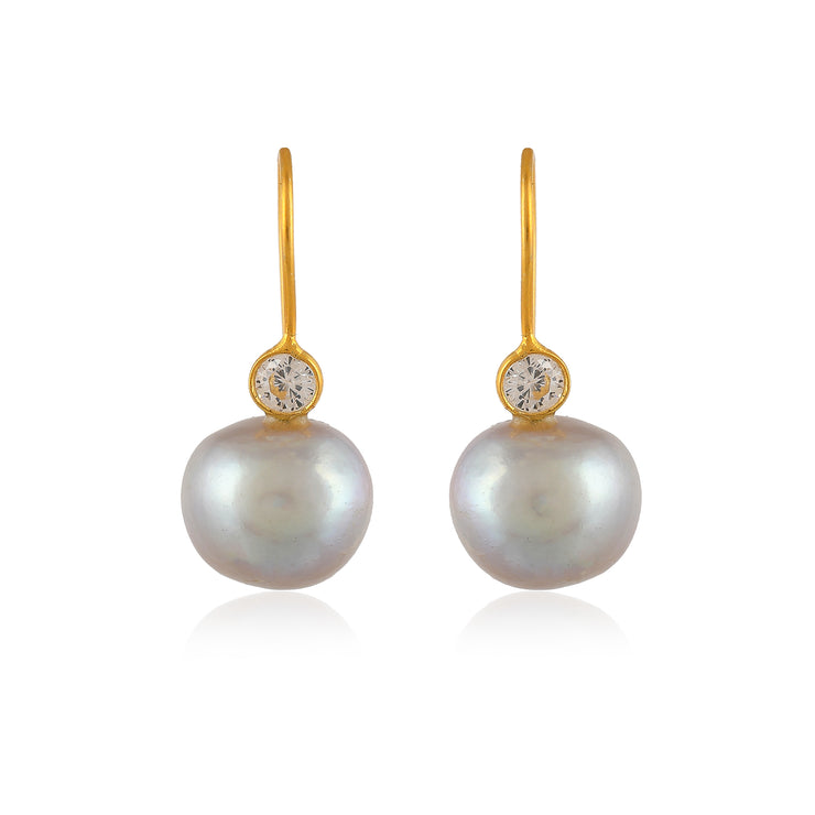 CZ Pearl Silver Earring