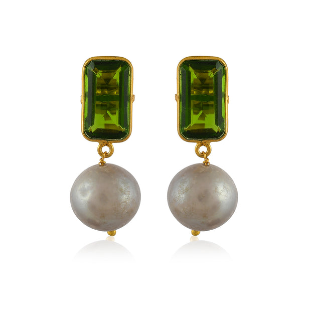 Emerald Pearl Silver Earring