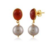 Carnelian Pearl Silver earring