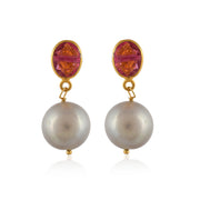 Ruby Pearls Silver Earrings