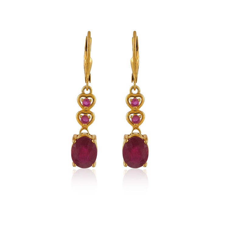 Sterling silver Gold plated ruby Earring