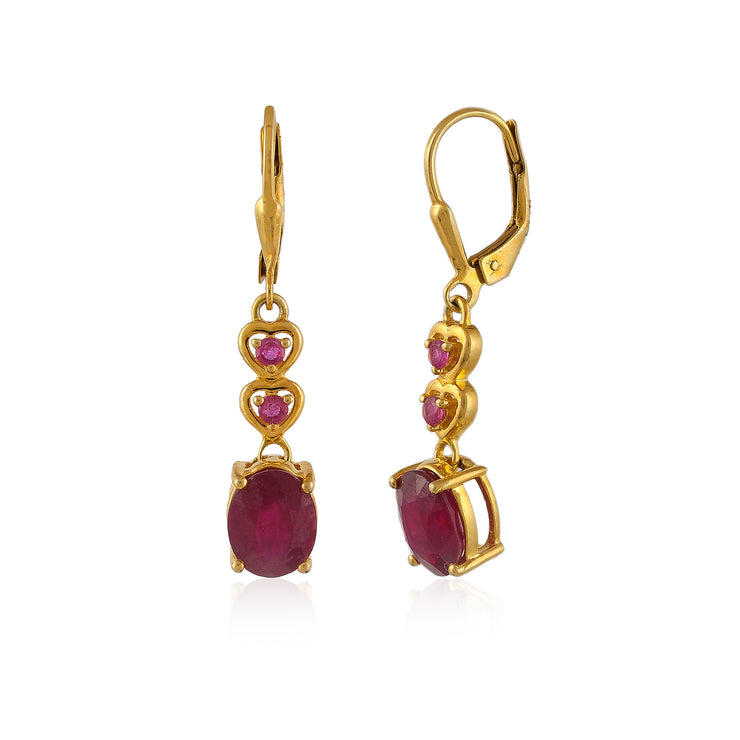 Sterling silver Gold plated ruby Earring