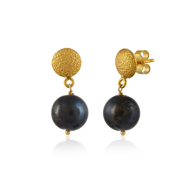 Black Pearl Silver Earrings