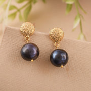 Black Pearl Silver Earrings