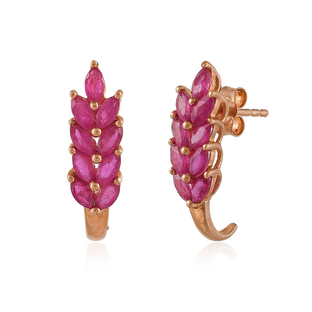 Sterling silver gold plated natural ruby earrings