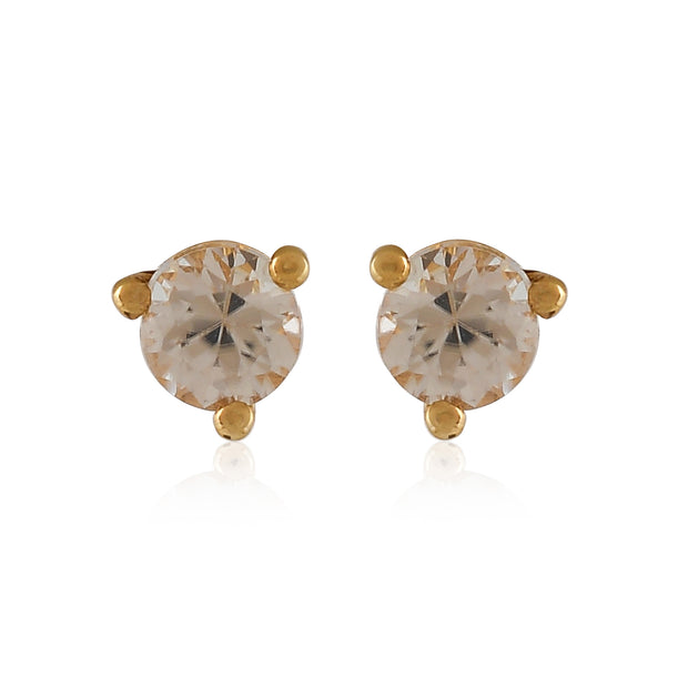 Sterling Silver Gold plated Natural Zircon stud earrings