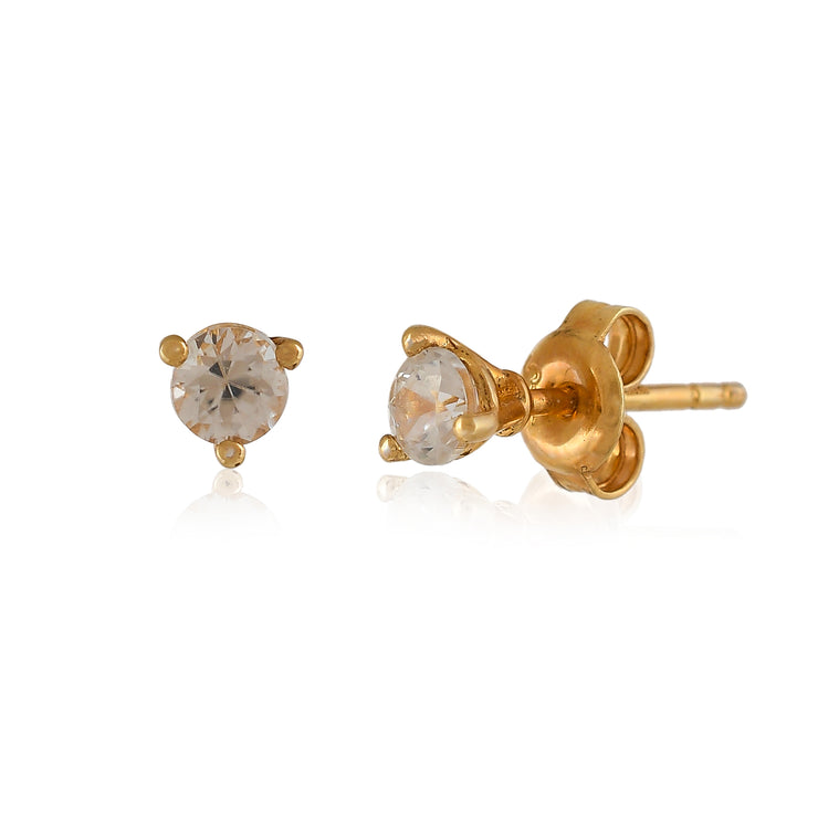 Sterling Silver Gold plated Natural Zircon stud earrings