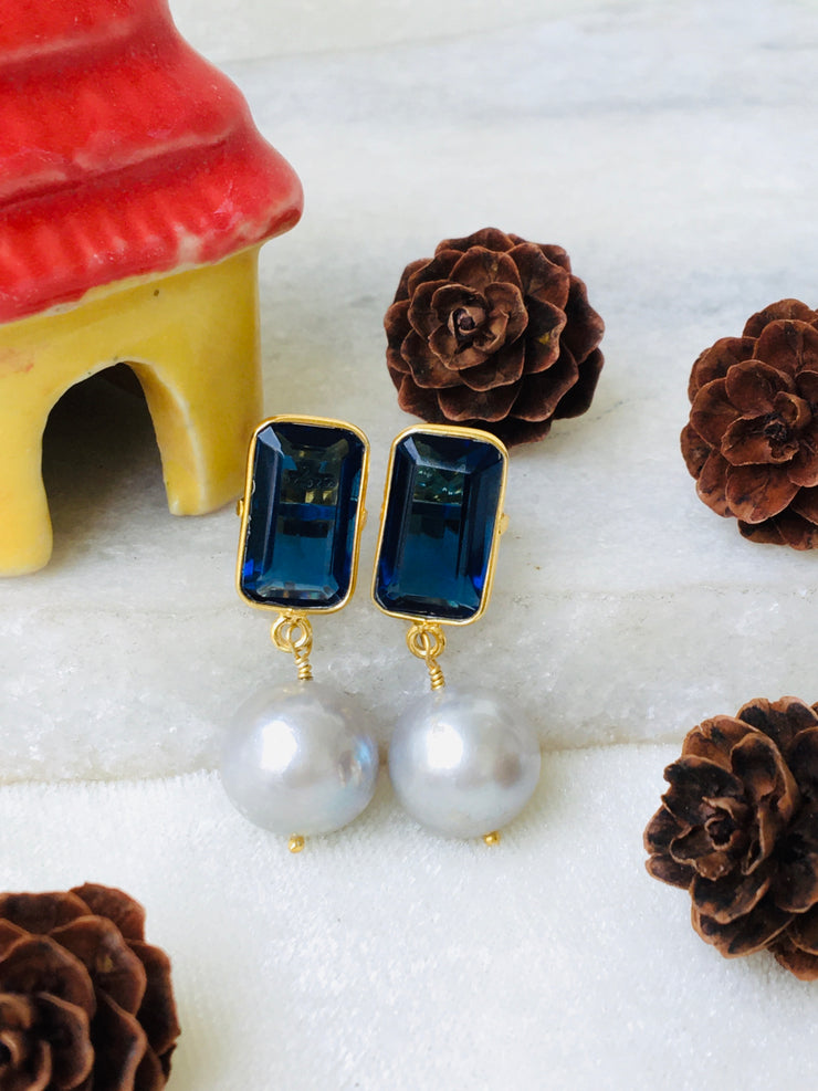 Sapphire Hydro Pearls Silver Earrings